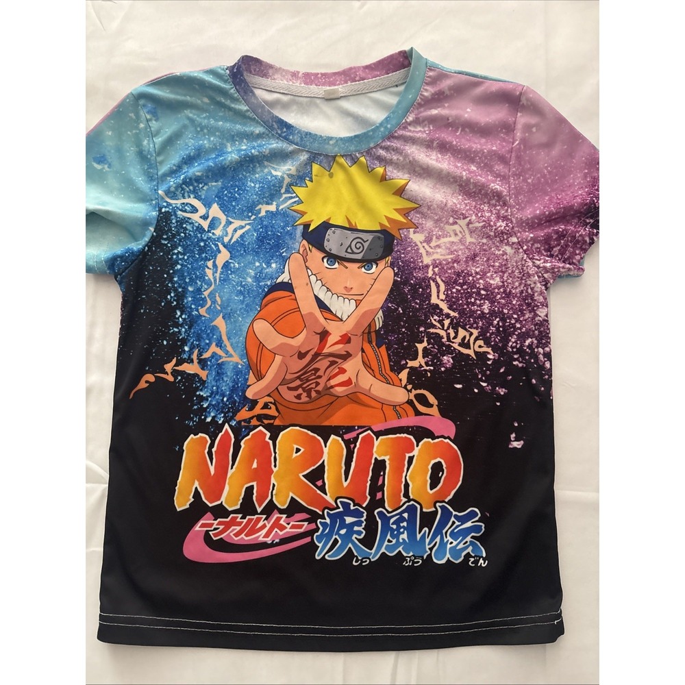 Naruto Boys Double Sided Anime Shirt Size XS Multicolor Galaxy Print